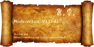 Modrovics Villő névjegykártya